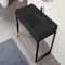 Console Sink Vanity With Matte Black Ceramic Sink and Grey Oak Shelf, 35